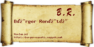 Bürger Renátó névjegykártya